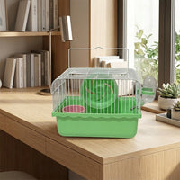 Portable Hamster Cage and Pet Carrier, Iron Material Travel Cage with Transparent Top