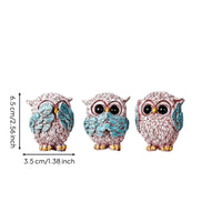 3 Pieces Three Owl Ornaments Gift Idea Resin Owl Statue Artisanal Appearance Table Ornament for Desktop, Shelf