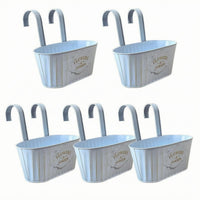 5 Pieces Weathered Finish Oval Hanging Planter Retro Metal Hanging Planter