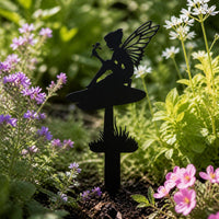 Garden Fairy Metal Silhouette Stakes Outdoor Yard Art Decor