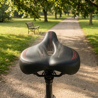 PU Leather Wide Bike Saddle Breathable Comfort Bike Saddle Widened Cycle Part Pressure Relief