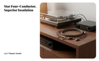 Turntable Cable with Ground Wire Noise Reduction High Fidelity for Vinyl Setup