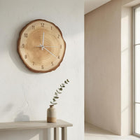 Wooden Wall Timepiece White Hands Wood-Slice Timepiece Simple Tick Marks
