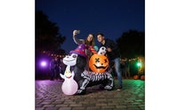 Halloween Inflatable Skeleton Dog Weather-Resistant Halloween Inflatable Dog Yard Decoration with Pumpkin Oversized 3D for Lawn
