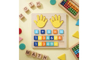 Removable Tiles Finger Arithmetic Board Recessed Slots Finger Counting Board Colorful Wooden Counting Toy for Children