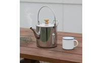 Stainless Steel Campfire Kettle Portable Outdoor Tea Pot Wooden Knob Lid Camping Water Boiling Pot for Backpacking