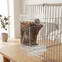 Automatic Bird Feeder and Parrot Feeder with Perch, Tidy Food Dispenser with Tray, Spill-Resistant Indoor Cage Mount for Cockatiel
