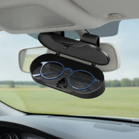 Glossy Stainless Steel Car Visor Eyeglasses Case Quick-Releaserelease Car Visor Glasses Holder Lined Snap-on Glasses Holder Slim for Drivers, Commuters