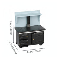 Miniature Black Cooker Realistic Detail Dollhouse Oven Range Authentic Reproduction Mini Cooker for Collectors, Kids