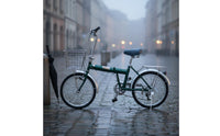 Retro Folding City Bike Internal 3-Speed Japanese Style Folding Bike Includes Rear Rack Step-Through City Bike for Commuters, City, University