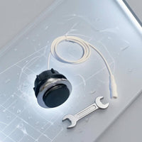 Retrofit Foot-Operated Toilet Switch Chrome Circular Trim Toilet Push Button White Cable Single Flush Button Connector End
