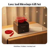 Permanent Floral Jewelry Box Sustained Flower Gift Box with Drawer Multi-Functional Storage Heart Necklace Gift Set for Mom, Wife, Mother Day