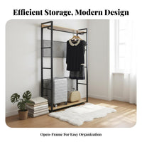Nordic Design Freestanding Wardrobe Unit Freestanding Wardrobe with Shelves Multi-Tier Shelving Garment Rack Heavy-Duty for Apartment Dwellers, Renters, Homeowners, Walk-in Closet, Dressing Room