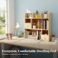 Space-Saving Multi-Tier Desk Organizer Natural Finish adaptable Desk desktop organizer Easy Assembly Desktop Shelf adaptable Use for Students, Children, telecommuting Workers, Bay sill, Study Room, Bedroom