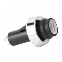 Chrome Bezel Push-Button Ignition Switch Silver Textured Face Panel Mount Ignition Switch Bolt Symbol Round Starter Button Black Body
