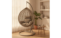 Freestanding Egg Chair with Stand Single-Person Hanging Egg Chair Heavy Duty Furniture Weather Resistant for Balcony
