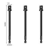 3 Pieces Extension Shaft with Square Drive Rust-Resistant Hex Shank Extension Impact Wrench Adapter Long for Mechanics