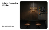 Woven Paper Rope Lampshade Natural Aesthetic Rope Lamp Shade Woven Lampshade Lightweight Black Tiered Drum Shade for Bar