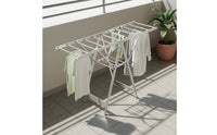 Double Layer Foldable Clothes Drying Rack Large Capacity Aluminum Laundry Rack Stable & Windproof Floor Standing Clothes Horse for Outdoor