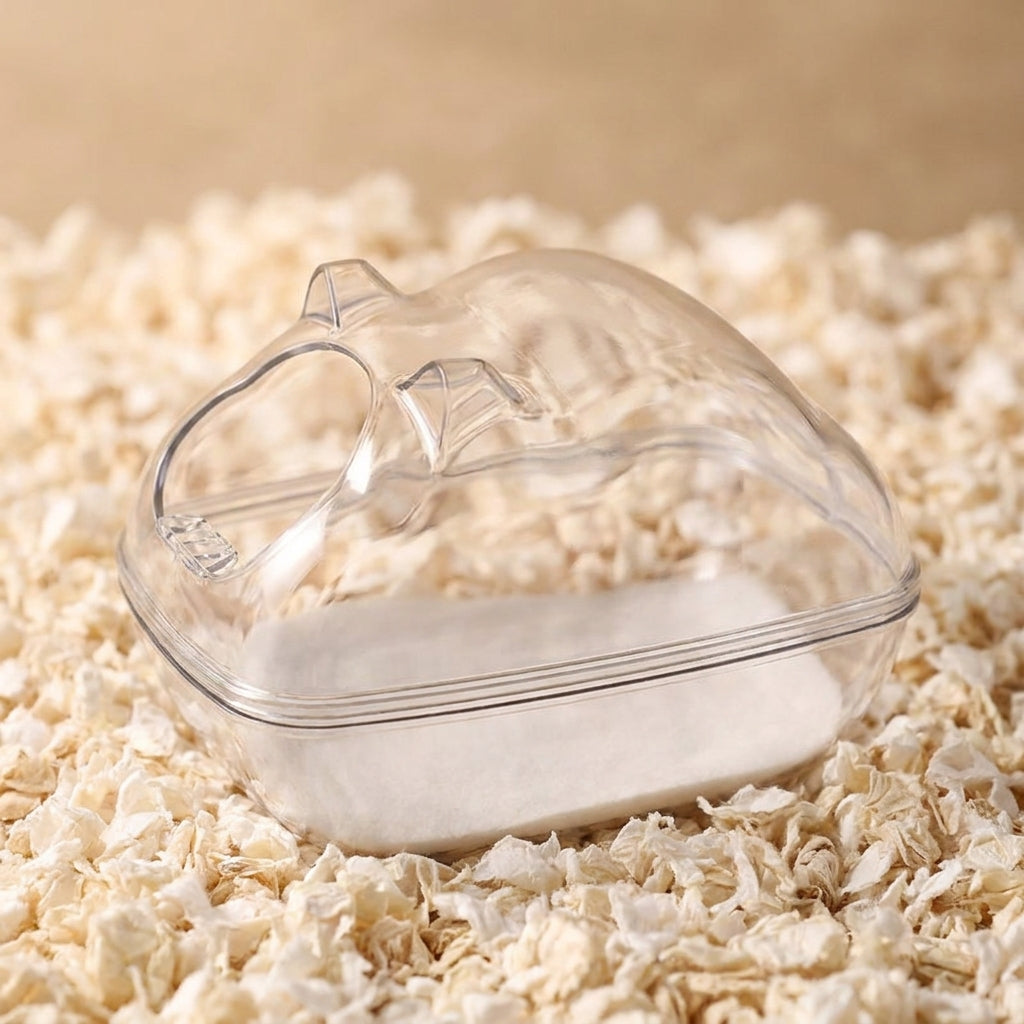 Hamster Sand Bath with Removable Bottom, Clear Sand Bath for Syrian Hamster, Odor Reducing Hamster Toilet and Dual-Purpose Bath House