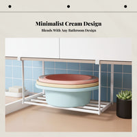 Bathroom Storage Rack, Stainless Steel Wash Basin Organizer, Layered Shelf, Fixed Frame, Anti-Tip