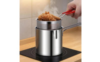 Uncoated Stainless Steel Deep Fryer Pot Cylindrical Fryer Pot with Basket Heat Resistant Household Cookware Portable for Food Contact Use