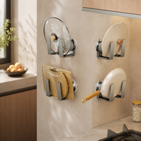 Kitchen Rack, Wall Mounted Spice Rack, Gunmetal Grey Metal Shelf, No Drill Adjustable Suction Cup Storage