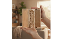 Folding Triptych Tabletop Carving with Hinged Panels Hand-Carved Shrine for Collectors, Desk