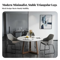 5 Pieces Rock Slab Tabletop Round Pedestal Dining Set Solid Wood Frame Household Furniture Light Luxury Aesthetic Kitchen Table Long-Lasting Construction for Business Owners, Homeowners, Apartment Dwellers, Coffee Shop, Office Reception, Home