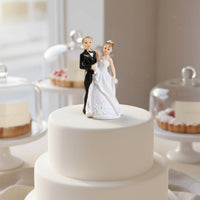 European Design Bride and Groom Cake Topper Anniversary Gift Resin Couple Figurine Detailed Craftsmanship Resin Groom Bride Figure Wonderful Keepsake for Engagement Party, Bridal Shower