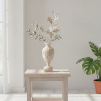 Vase with Pedestal Base Faux Jade Ribbed Vase Antique Evocative Flower Holder for Decorators