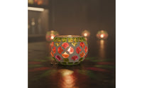 Mosaic Glass Candle Holder Romantic Atmosphere Colorful Mosaic Candlestick Elegant Look Colorful Patchwork Candlestick for Bar, Restaurant, Party