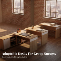 Modern Design Multi-Person Desk Cluster Includes Chairs L-Shaped Multi-Person Desk Unit Space-Saving Workstation Commercial Grade for Employees, Finance Department Staff, Business Owners, Open-Plan Workspace, Corporate Environment, Call Center