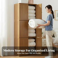 Freestanding Rolling Quilt Armoire Mobile Design Storage Cabinet particleresistant Bedroom Furniture Multi-Door for Families, Homeowners, Renters, Guest Room, Apartment, Dormitory, Walk-in Closet