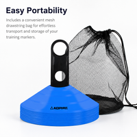 Football Training Equipment, 10 Pack Marker Disc Cones 19cm, Flexible Training Cones with Storage Rack & Mesh Bag