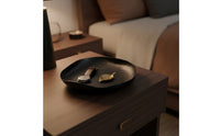 Decorative Tray with Ribbed Surface Brushed Irregular Metal Dish Sculptural Catchall Tray for Vanity