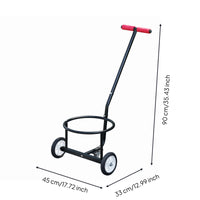 Hand-Push Bucket Cart Angled Handle Rolling Utility Cart Heavy Duty Metal Trolley for Household Flooring