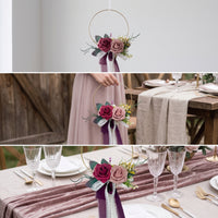 Rose Artificial Flower Hoop Wreath Metal Floral Hoop Wreath Hanging Lightweight for Bridesmaids, Brides, Bridal Photoshoots