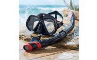 Anti-Fog Dry Snorkel Set Tempered Glass Snorkel Mask with Camera Mount Comfortable Snorkeling Mask Wide View for Divers, Beach Vacation