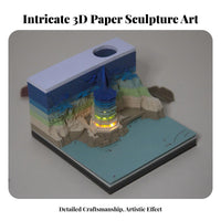 Creative Gift 3D Paper Carving Memo Pad Multi-Functional Dragon Sculpture Notepad Includes Acrylic Display Case for Children, Home Decor