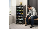 Space-Saving Stackable Shoe Rack with Doors Dustproof Freestanding Shoe Storage Organizer Easy Assembly Clear View Panels for Students, Entryway, Dorm Room, Closet
