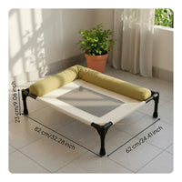 Raised Pet Bed with Bolster Washable Raised Dog Cot Breathable Cat Bed with Bolster for Outdoor