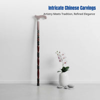 Wooden Cane for Elderly, sturdy Wood, Four-Legged, Anti-Slip, Lightweight, Ornamental Head