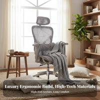 Lumbar Support Ergonomic High-Back Mesh Chair Adjustable Armrests Ergonomic Mesh Chair with Headrest 360-Degree Swivel Office Furniture Reclining Function for Remote Workers, Gamers, Students, Gaming Setup, Study Room
