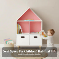 childs' hanging book display multi-functional with storage compartments Includes Drawers children's Room Furniture Multi-Functional Design Book Organizer for young children, Playroom, Kindergarten