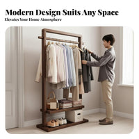Mobile Design Rolling Clothes Rack with Shelves on Wheels Rolling Closet Organizer with Shelves Sturdy Frame Garment Stand Large Capacity for Apartment Dwellers, Students, Homeowners, Bedroom, Living Room, Entryway, Retail Display