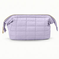 Quilted Cosmetic Bag Small Padded Makeup Bag Makeup Pouch with Zipper Portable Toiletry Pouch Soft for Women, Bathroom, Gym