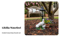 Lifelike Design Duck with Ducklings Garden Light Weather Resistant Duck Family Solar Light IP44 Waterproof for Yard, Patio, Pathway