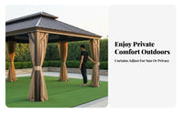 Aluminum Frame Gazebo Rust-Resistant Rigid Roof Gazebo Waterproof Outdoor Canopy with Curtains for Party Hosts, Homeowners, Courtyard, Backyard