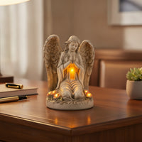 Kneeling Angel Figurine Weatherproof Angel Statue with Lantern Elegant for Grave